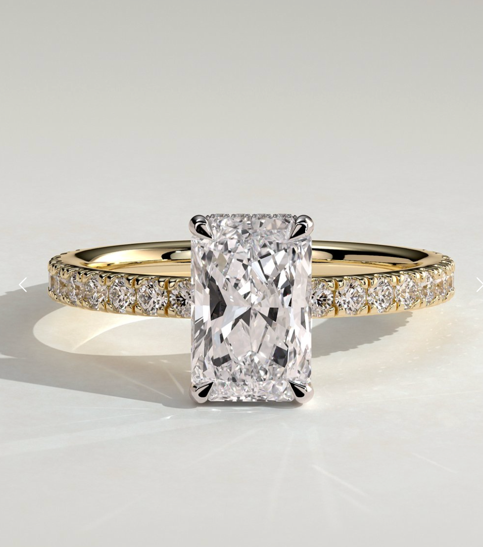 Custom Radiant 18K Yellow Gold Ring