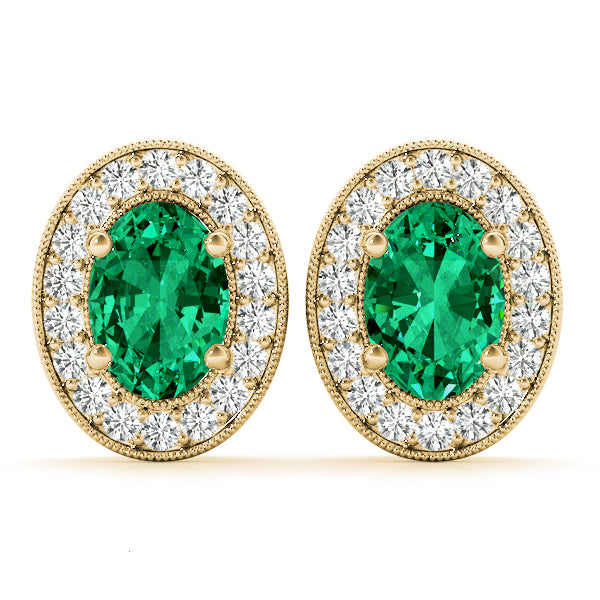 Marigold Oval Halo Milgrain Earrings, product view 3 | Southern Star Diamonds