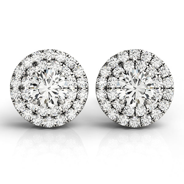 Lotus Round Halo Earrings, product view 3 | Southern Star Diamonds