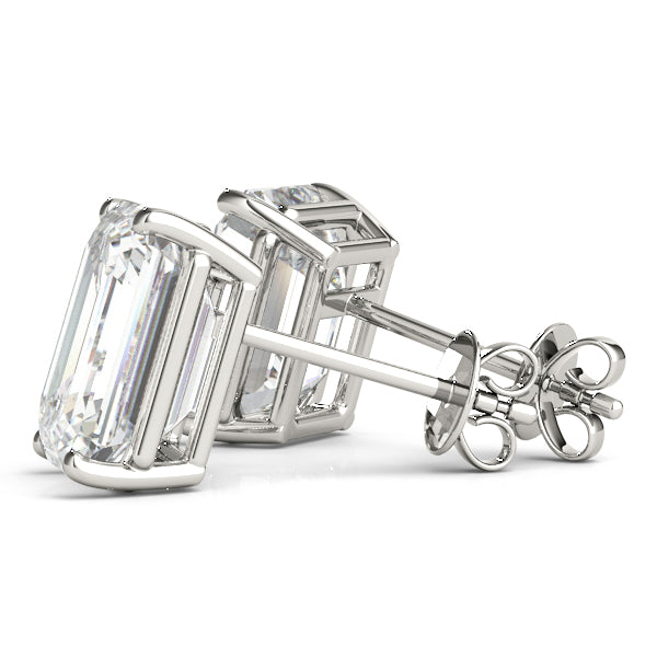 Emerald-Cut Four-Prong Diamond Stud Earrings, product view 3 | Southern Star Diamonds