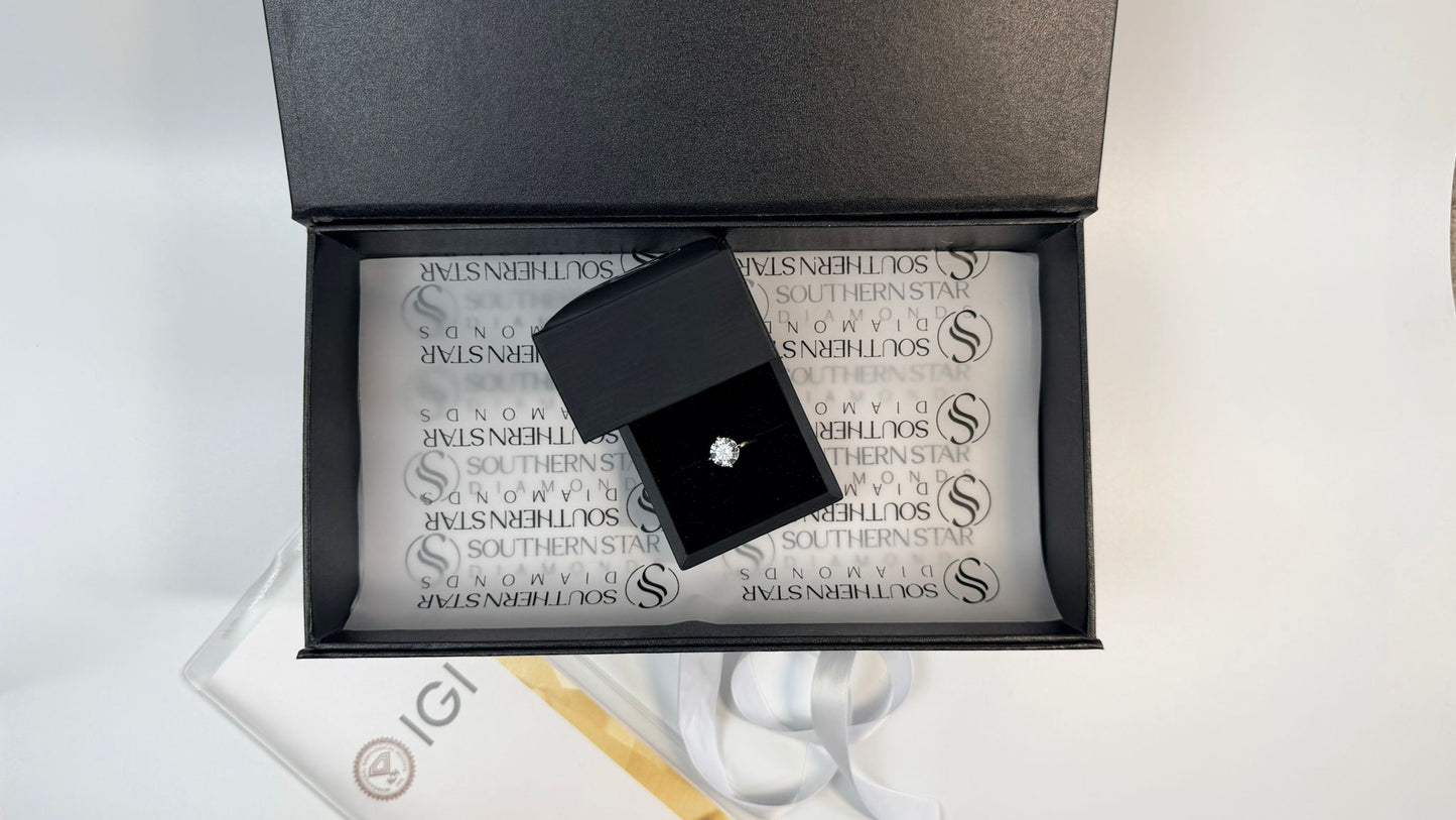 Ready to Ship – Celestia Hidden Halo 3ct Round Cut Lab Grown Diamond Ring