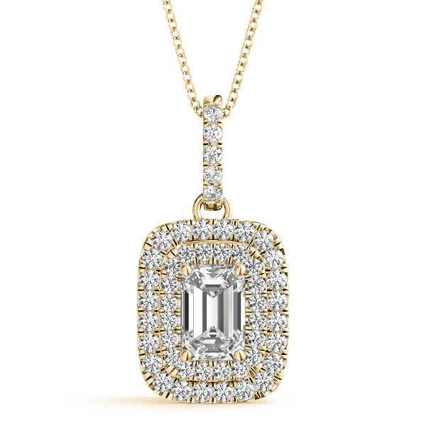 Pendants Emerald Cut 6x4 Double Halo