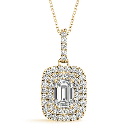 Pendants Emerald Cut 6x4 Double Halo