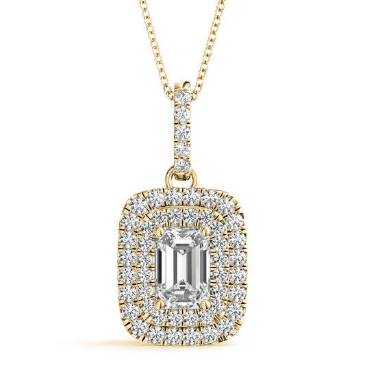 Pendants Emerald Cut 6x4 Double Halo