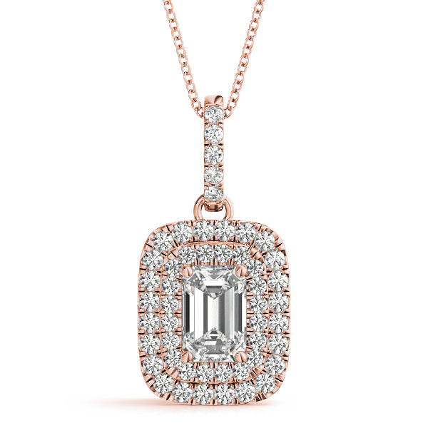 Pendants Emerald Cut 6x4 Double Halo