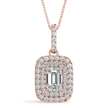 Pendants Emerald Cut 6x4 Double Halo