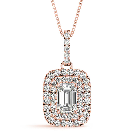 Pendants Emerald Cut 6x4 Double Halo