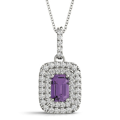 Pendants Emerald Cut 6x4 Double Halo