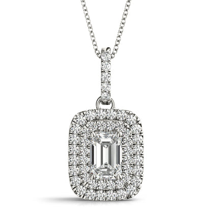 Pendants Emerald Cut 6x4 Double Halo
