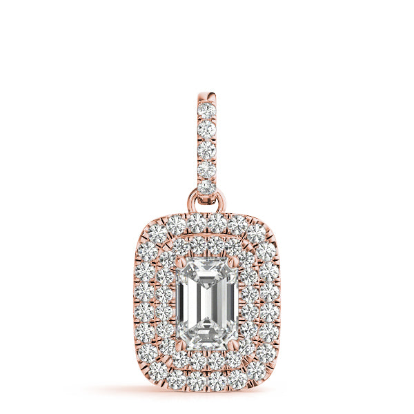 Pendants Emerald Cut 6x4 Double Halo