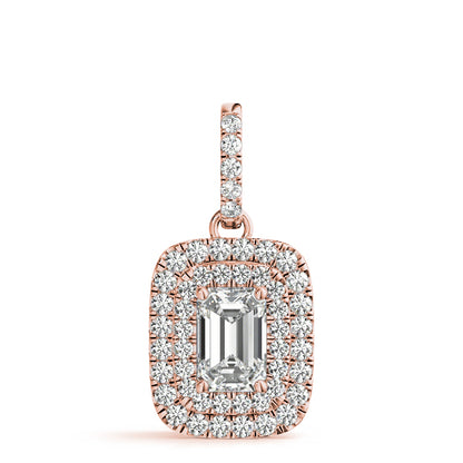 Pendants Emerald Cut 6x4 Double Halo