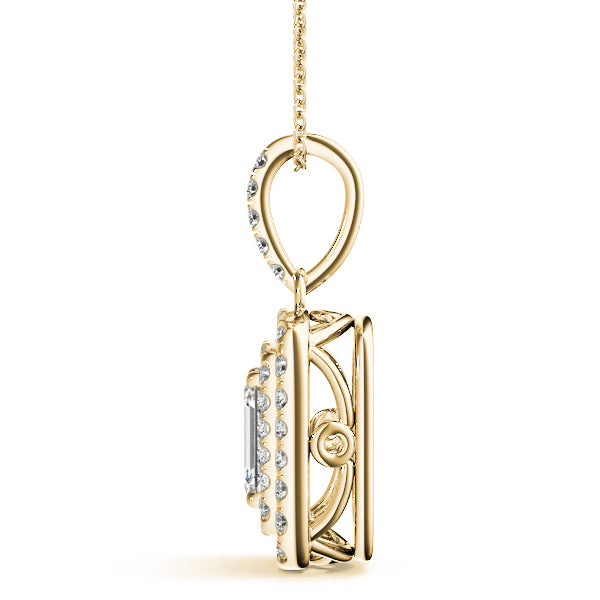 Pendants Emerald Cut 6x4 Double Halo