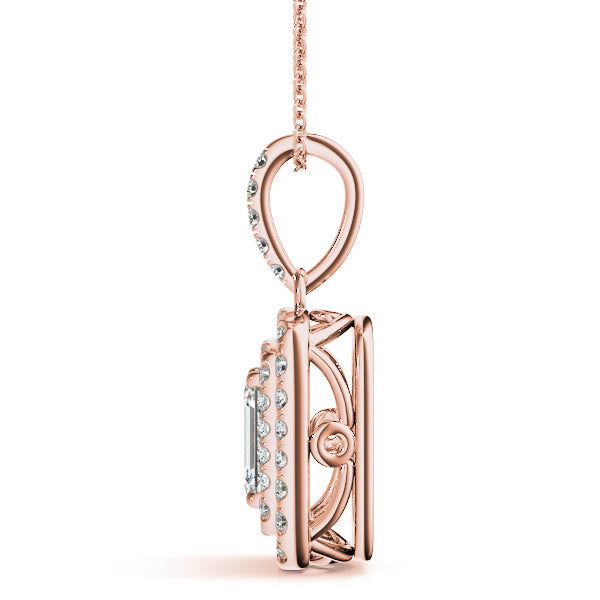 Pendants Emerald Cut 6x4 Double Halo