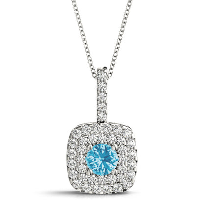 Double Cushion Halo Round Center Pendant