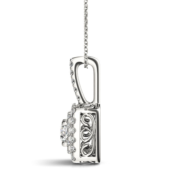 Double Cushion Halo Round Center Pendant
