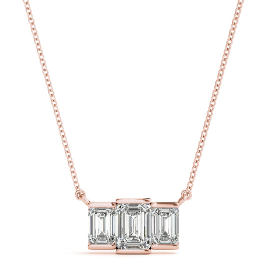 Three Stone Emerald Cut Pendant, product view 2 | Southern Star Diamonds