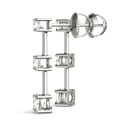 Three Stone Diamond Drop Earrings, product view 3 | Southern Star Diamonds