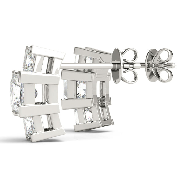 Princess-Cut Three Stone Diamond Stud Earrings, product view 3 | Southern Star Diamonds