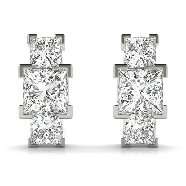 Princess-Cut Three Stone Diamond Stud Earrings | Southern Star Diamonds