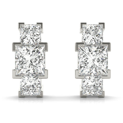 Princess-Cut Three Stone Diamond Stud Earrings | Southern Star Diamonds