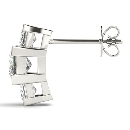 Princess-Cut Three Stone Diamond Stud Earrings, product view 2 | Southern Star Diamonds