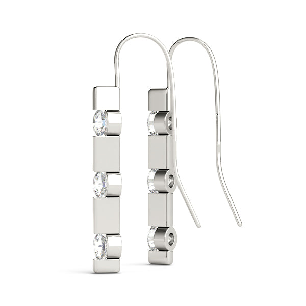 Three Stone Diamond Bar Earrings, product view 3 | Southern Star Diamonds