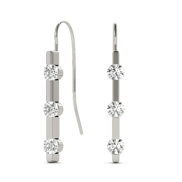 Three Stone Diamond Bar Earrings | Southern Star Diamonds