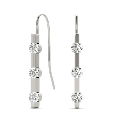 Three Stone Diamond Bar Earrings | Southern Star Diamonds