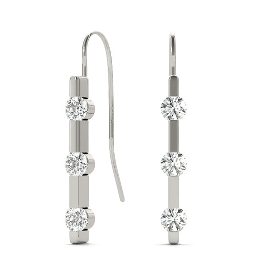 Three Stone Diamond Bar Earrings | Southern Star Diamonds