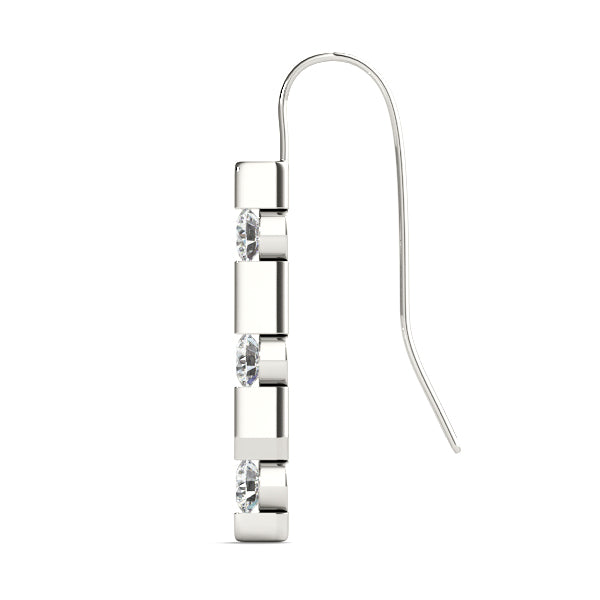 Three Stone Diamond Bar Earrings, product view 2 | Southern Star Diamonds