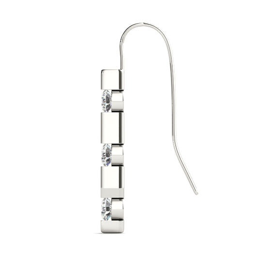 Three Stone Diamond Bar Earrings, product view 2 | Southern Star Diamonds