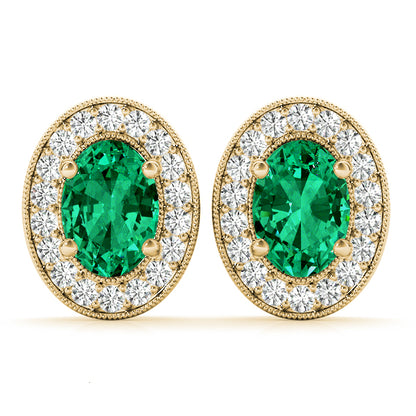 Oval Halo Millgrain Earrings