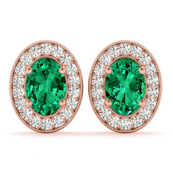Oval Halo Millgrain Earrings