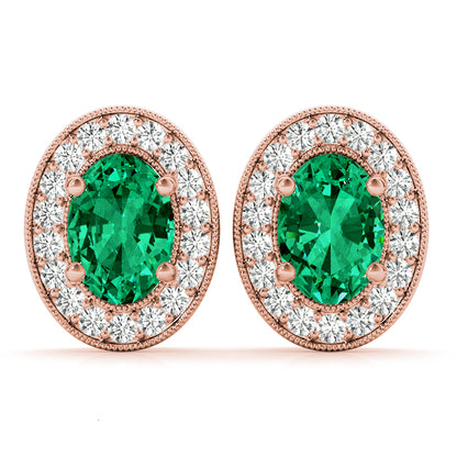 Oval Halo Millgrain Earrings