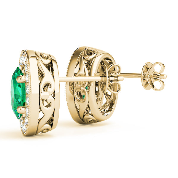 Oval Halo Millgrain Earrings