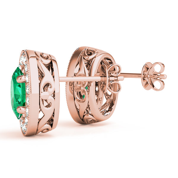 Oval Halo Millgrain Earrings