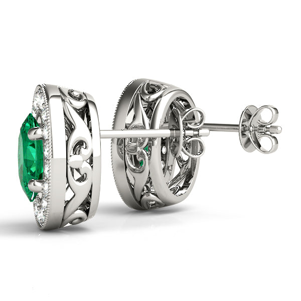 Oval Halo Millgrain Earrings