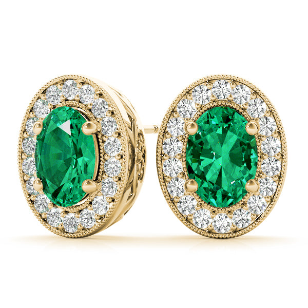 Oval Halo Millgrain Earrings