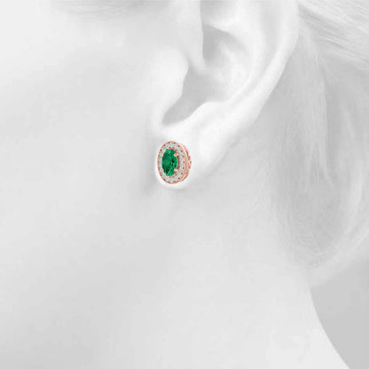 Oval Halo Millgrain Earrings