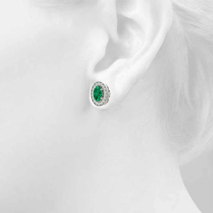 Oval Halo Millgrain Earrings