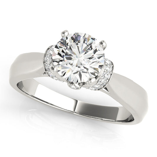 Hibiscus Solitaire Engagement Ring - Front