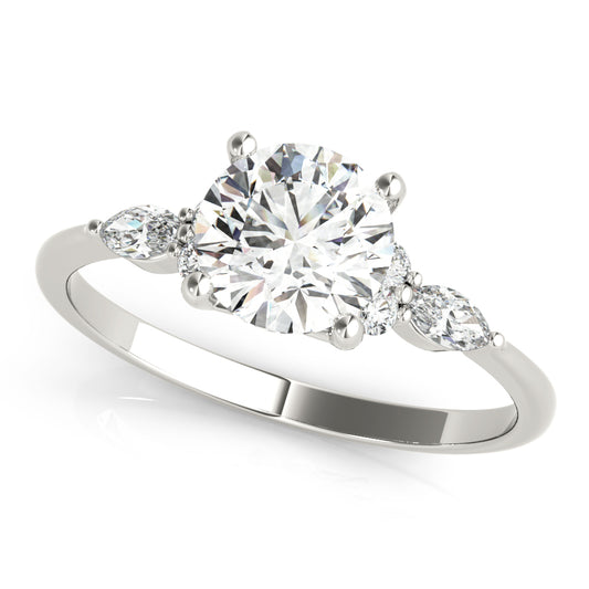 Geranium Three Stone Engagement Ring - Front