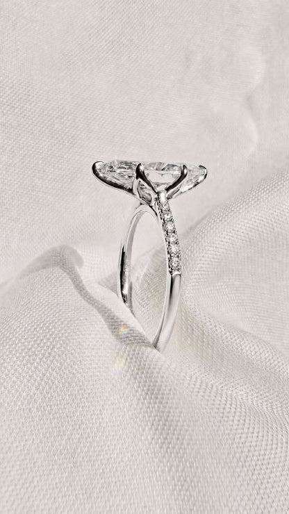 Custom Petal Set Marquise with Pave Band