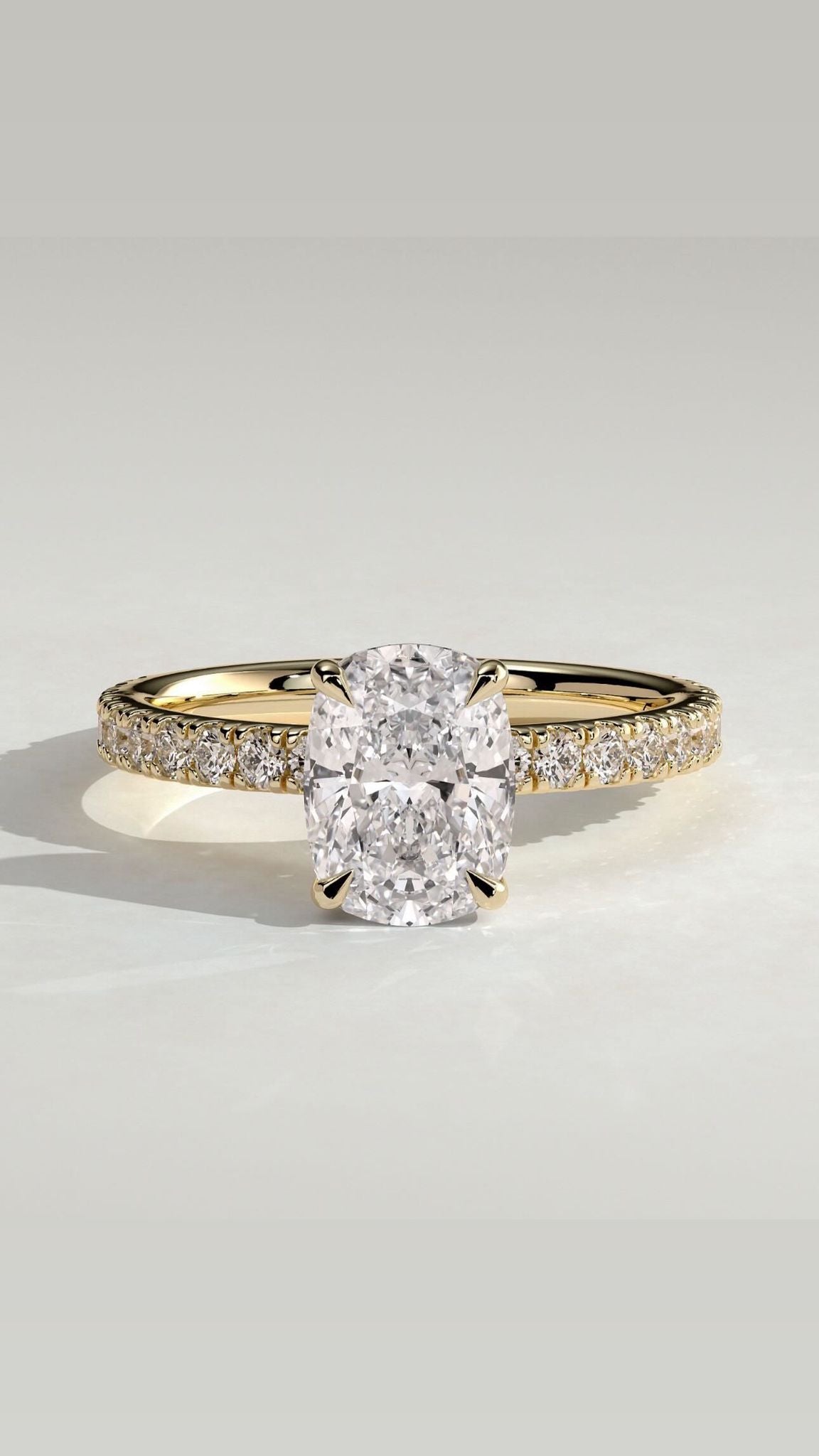 Custom Two-Tone Cushion Solitaire Engagement Ring