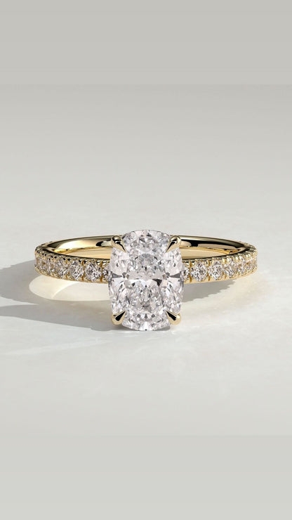 Custom Two-Tone Cushion Solitaire Engagement Ring
