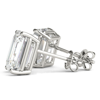 Emerald-Cut Four-Prong Diamond Stud Earrings, product view 3 | Southern Star Diamonds