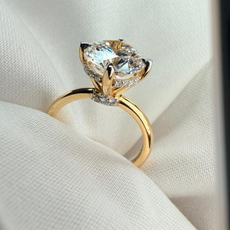 Ready to Ship – Celestia Hidden Halo 3ct Round Cut Lab Grown Diamond Ring