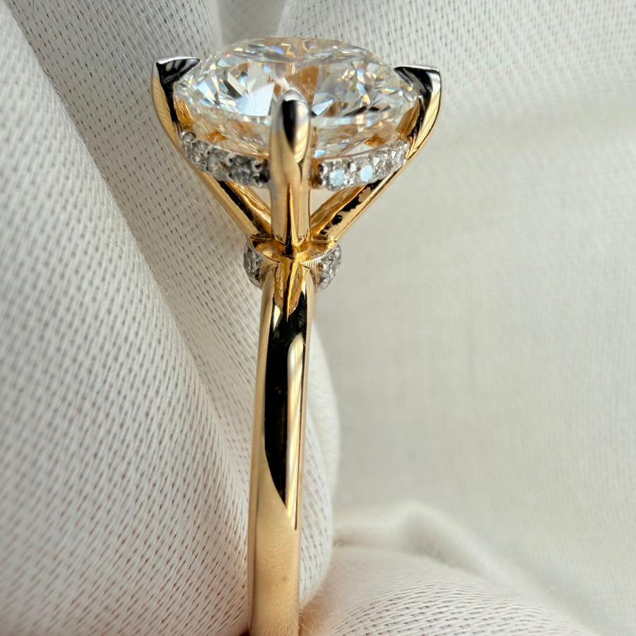 Rady to Ship – Celestia Hidden Halo 3ct Round Cut Lab Grown Diamond Ring