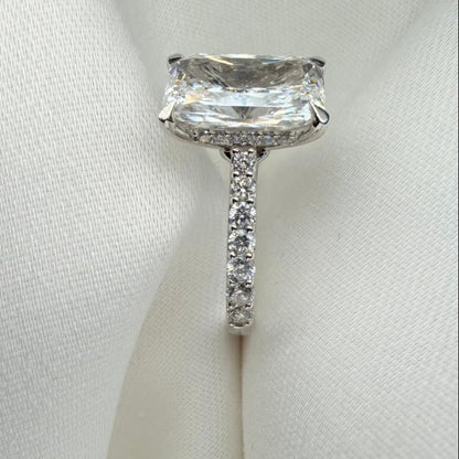 Ready to Ship – Veyra 3ct Radiant Cut Lab Grown Diamond Ring | Pavé & Hidden Halo