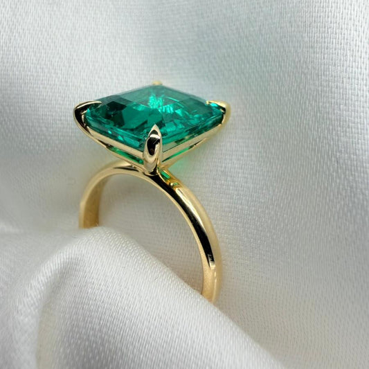 Ready To Ship - May 4.4ct Green Emerald Cut Lab Grown Ring